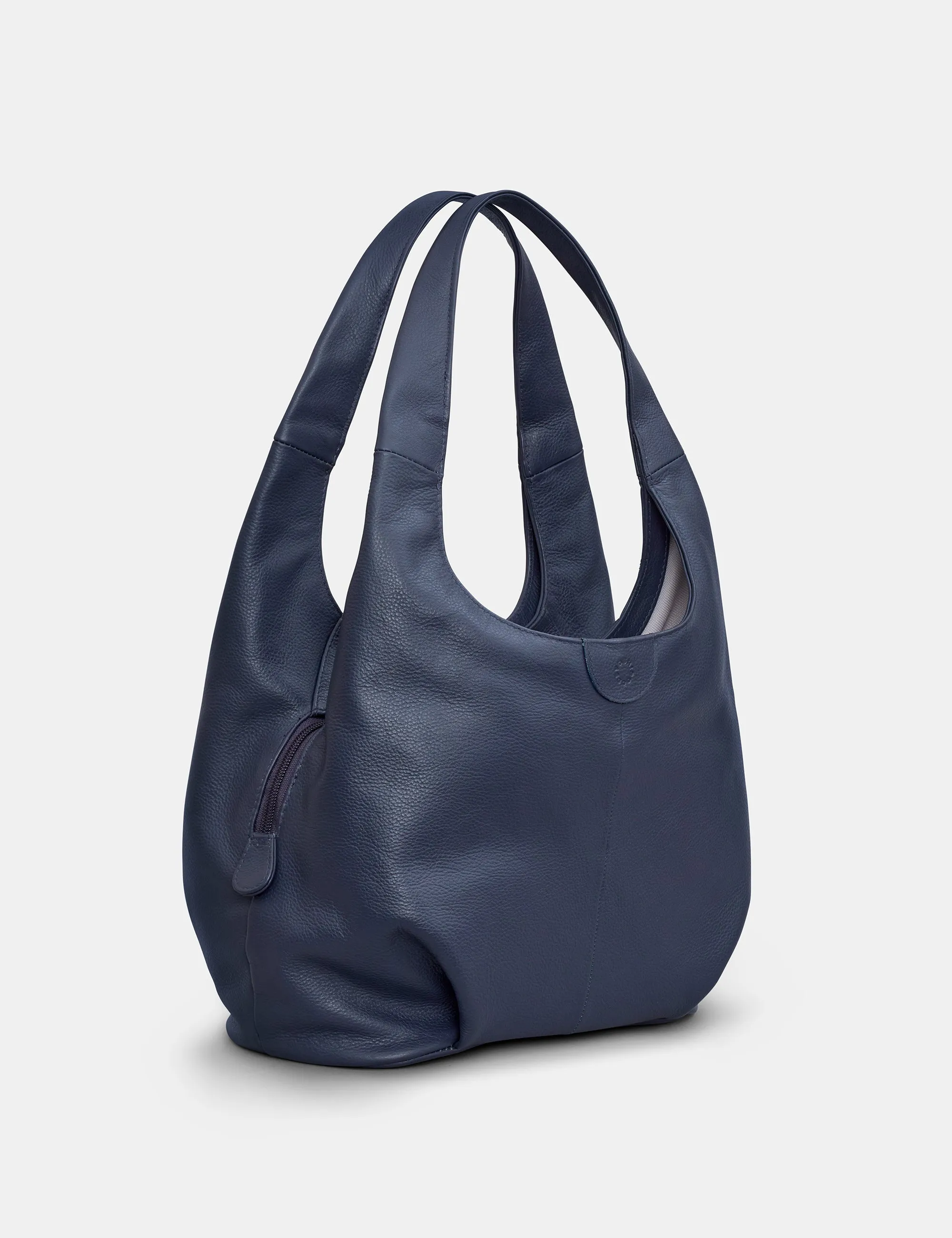 Meehan Navy Leather Slouch Shoulder Bag