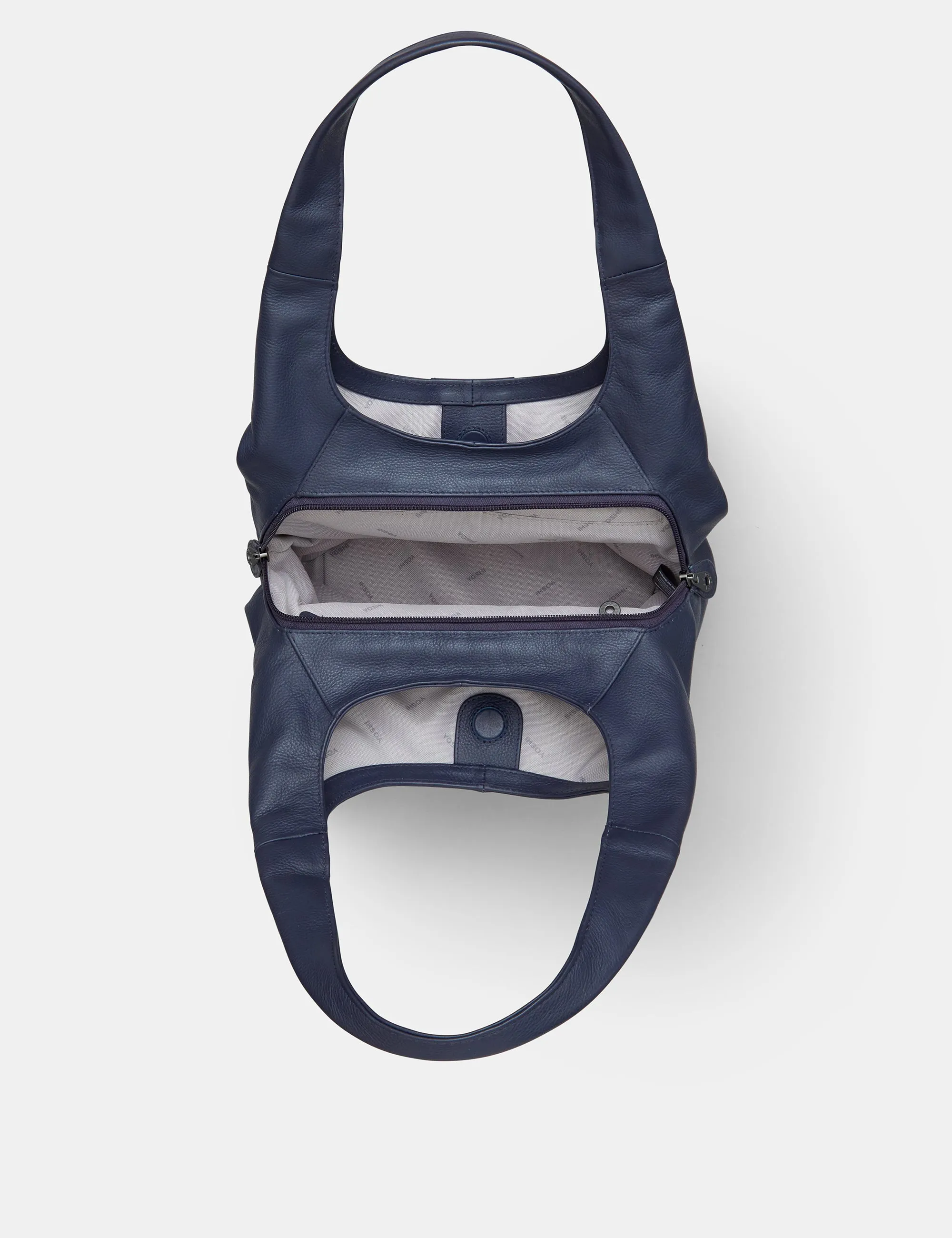 Meehan Navy Leather Slouch Shoulder Bag