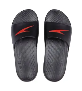 Men's Single Colour Slides - Black & Lava Red