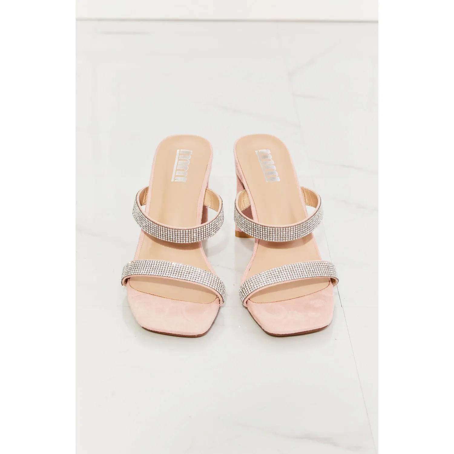 MMShoes Leave A Little Sparkle Rhinestone Block Heel Sandal in Pink