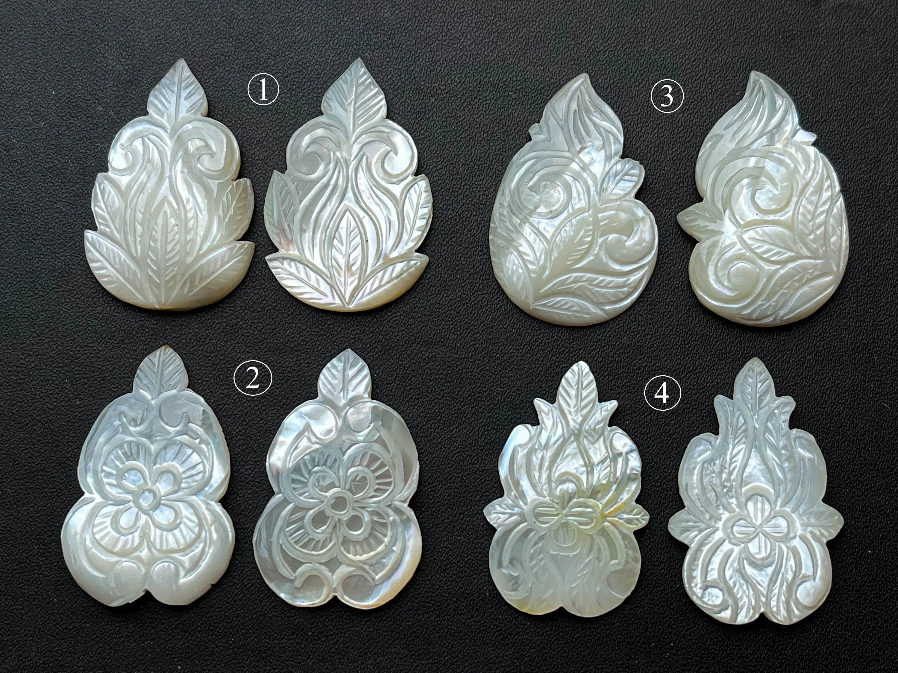 Mother of Pearl Carving Pair Set, Pearl carving