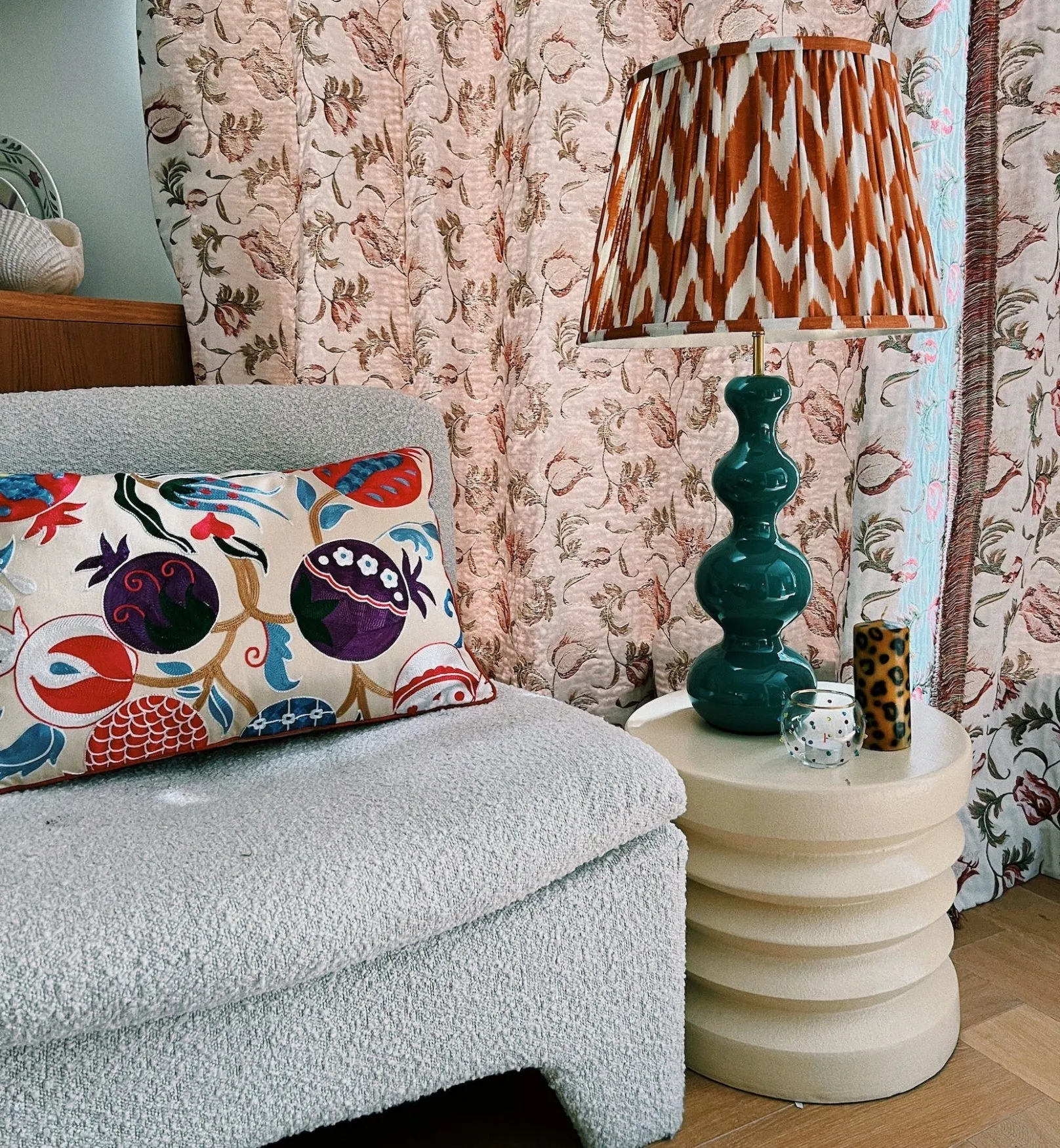 Pooky Orange Ikat Linen Lampshade