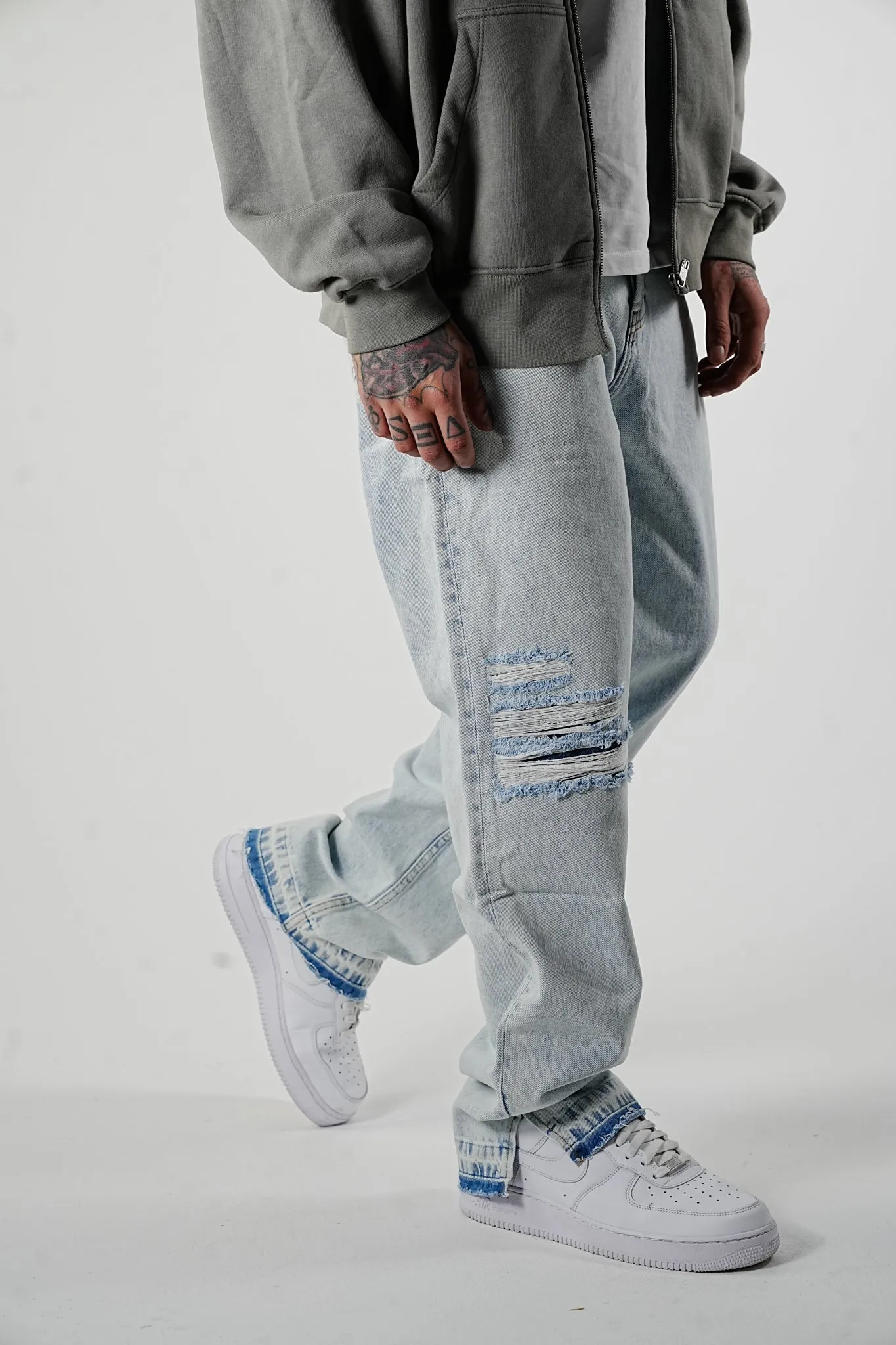 Premium Baggy Fit Destroyed Light Blue Jeans