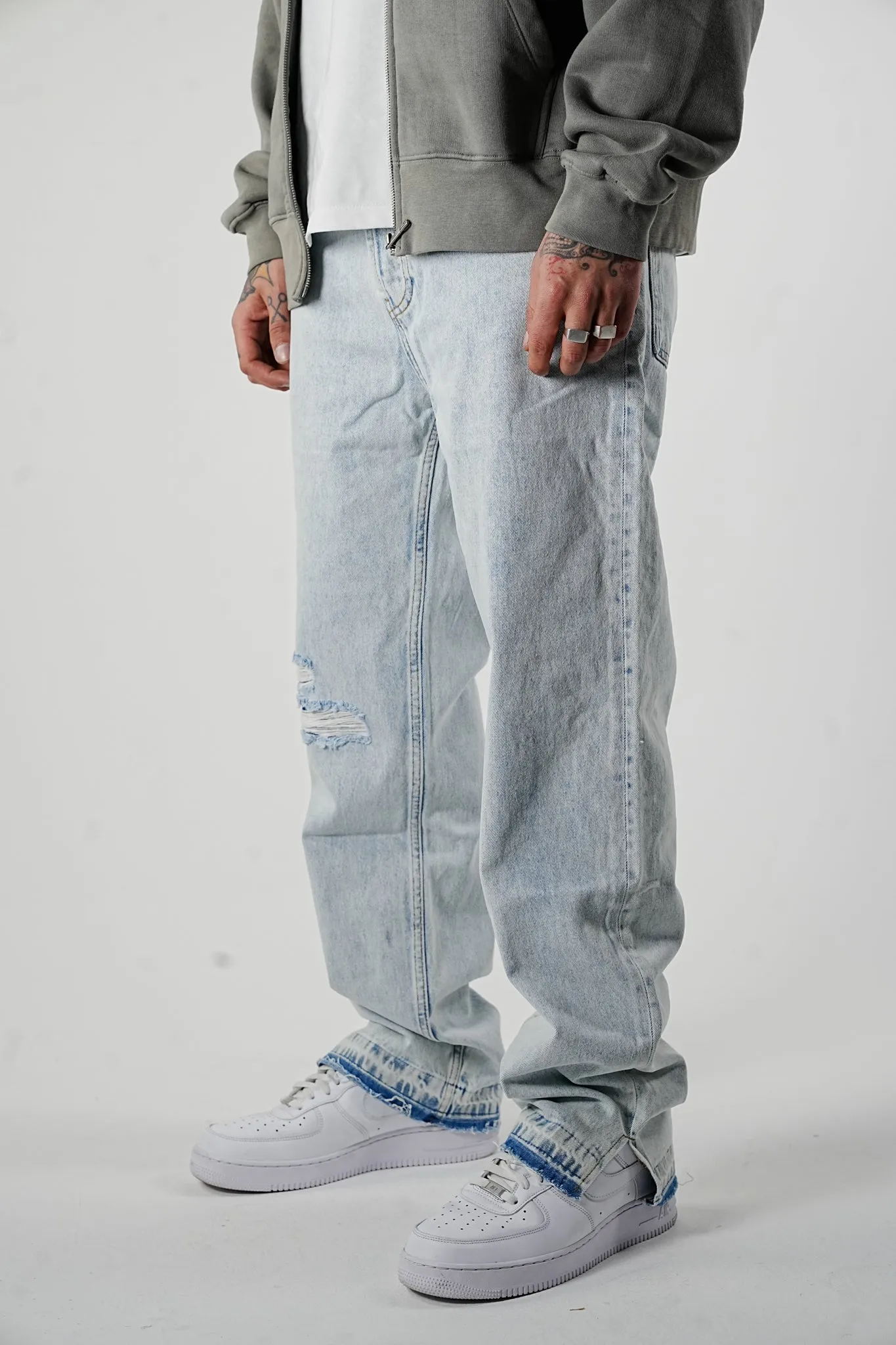 Premium Baggy Fit Destroyed Light Blue Jeans