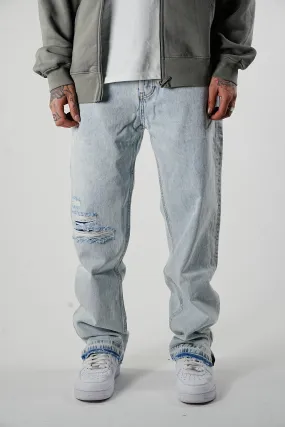 Premium Baggy Fit Destroyed Light Blue Jeans