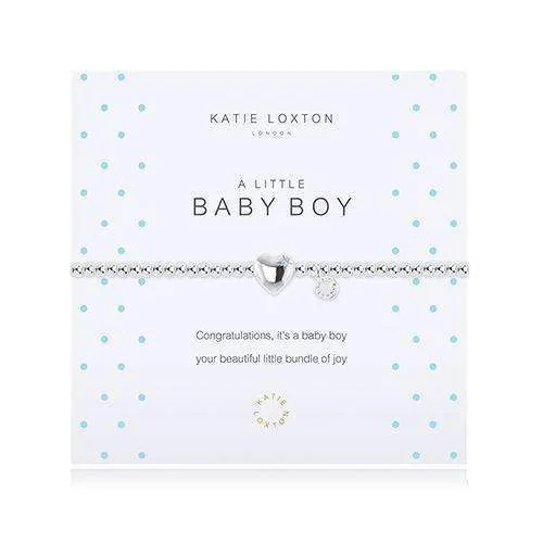 "A Little Baby Boy" Silver Bracelet with Heart Charm (Pack of 1)