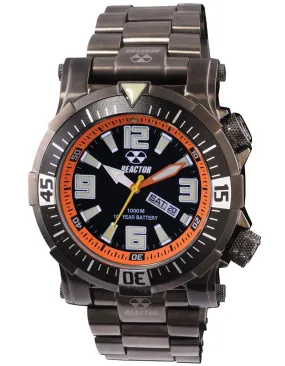 Reactor Mens Poseidon Watch - Gun Metal - 1000m - Bracelet - Day/Date