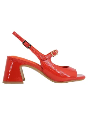 Sandali slingback donna in vernice rossa con doppio cinturino