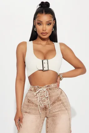 Set The Vibe Buckle Top - Cream