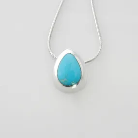 Silver Blue Turquoise Inlay Pendant