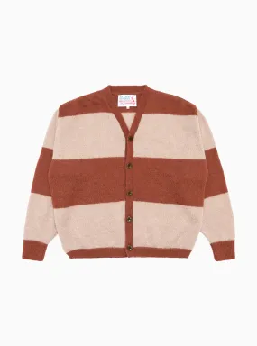 Stripe Mohair Cardigan Rust & Tan