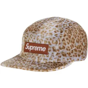 Supreme Leopard Velvet Camp Cap Tan