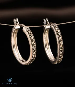 The Bejewelled Silver Marcasite  Hoop Earrings