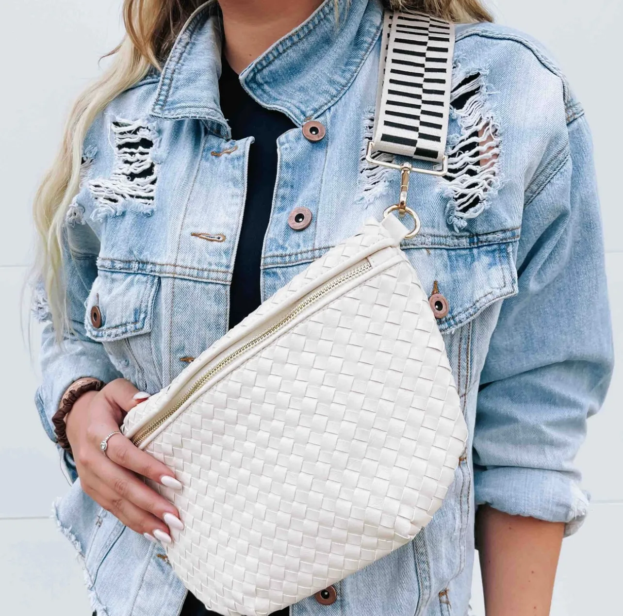 Woven Westlyn Bum Bag - Cream